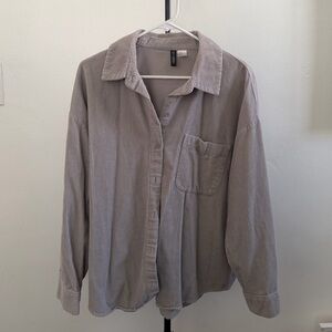 H&M Women’s Gray Corduroy Button-Up Shirt Jacket (Medium)